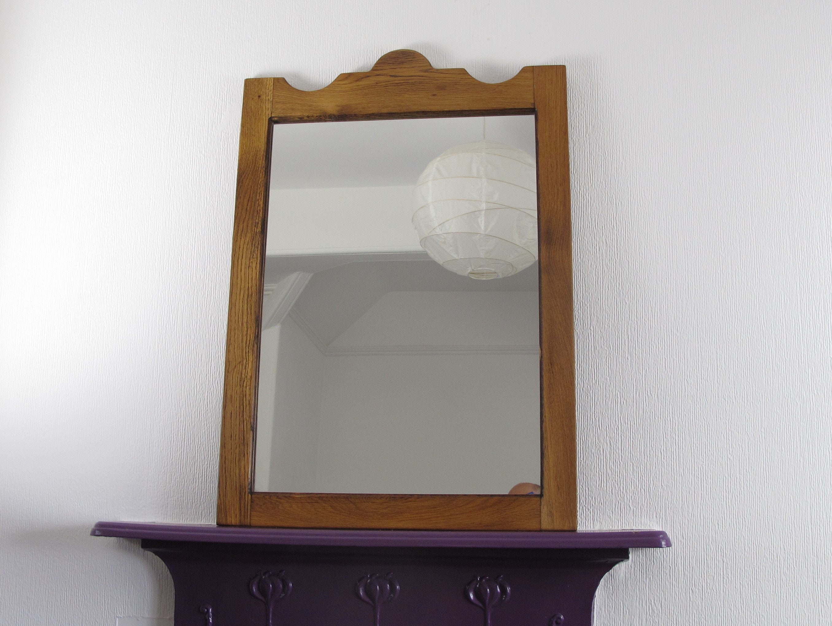 Large rectangular oakframed mirror ready to hang. Etsy