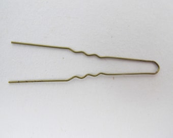 Vintage hairpins x 50. New old stock 2 inch brown fine waved hair pins. Made in England