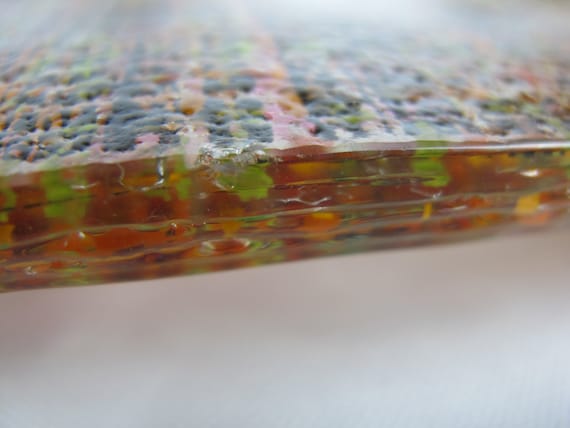 Fused Art Glass Bowl by Andreas Meyer. Square, With Four