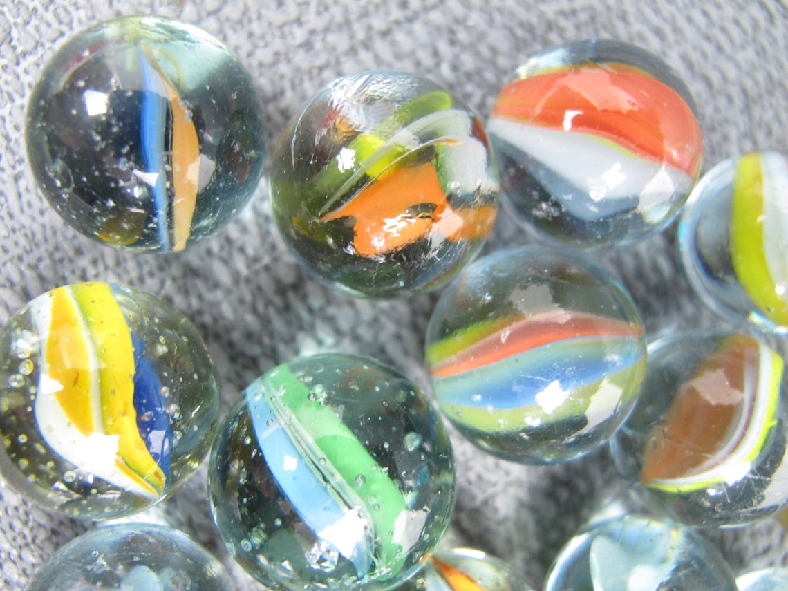 Vintage Collection of 18 Glass Marbles. Lovely Small Clear Etsy