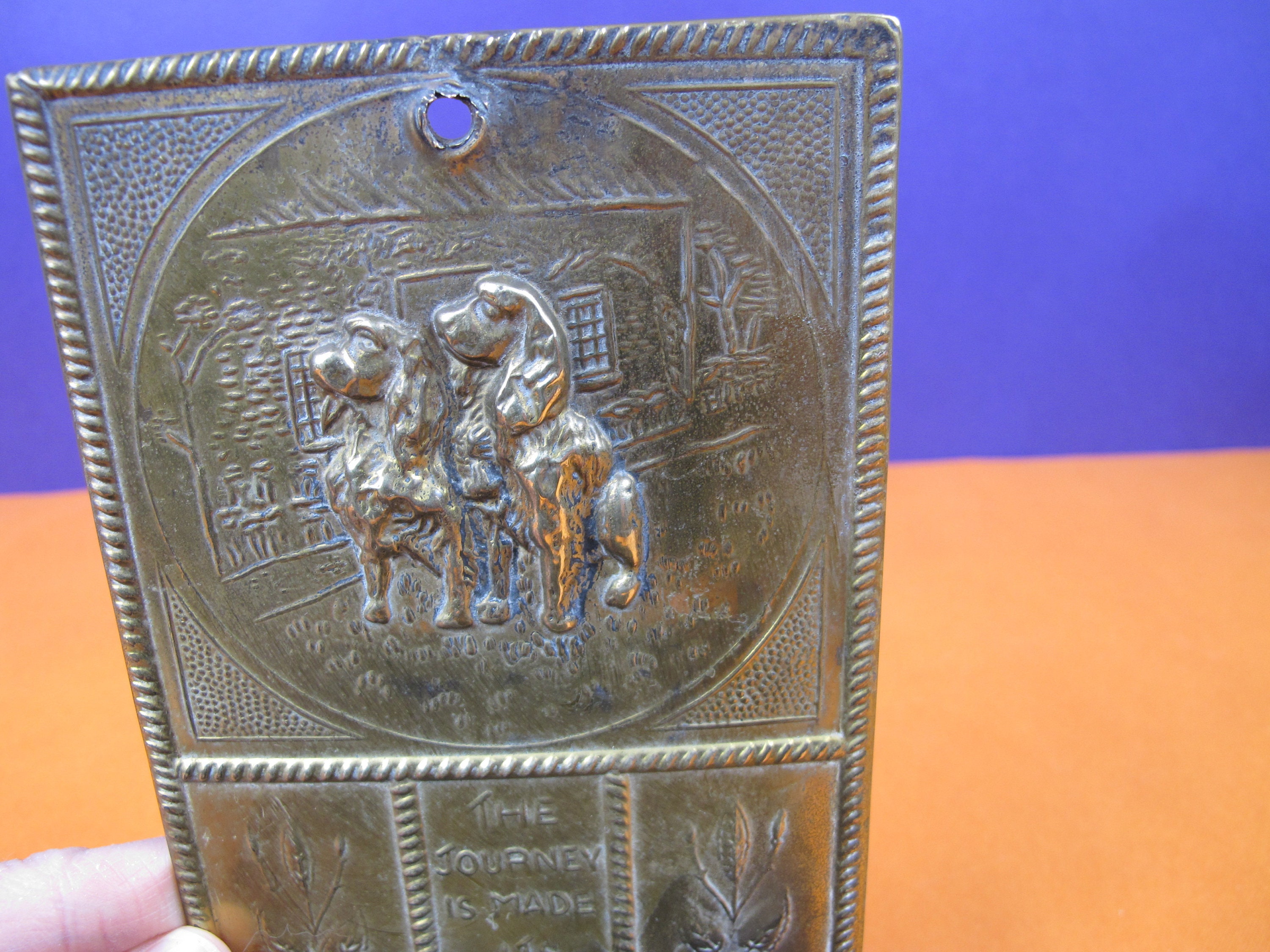 Vintage brass tone metal letter rack with two dogs and Etsy