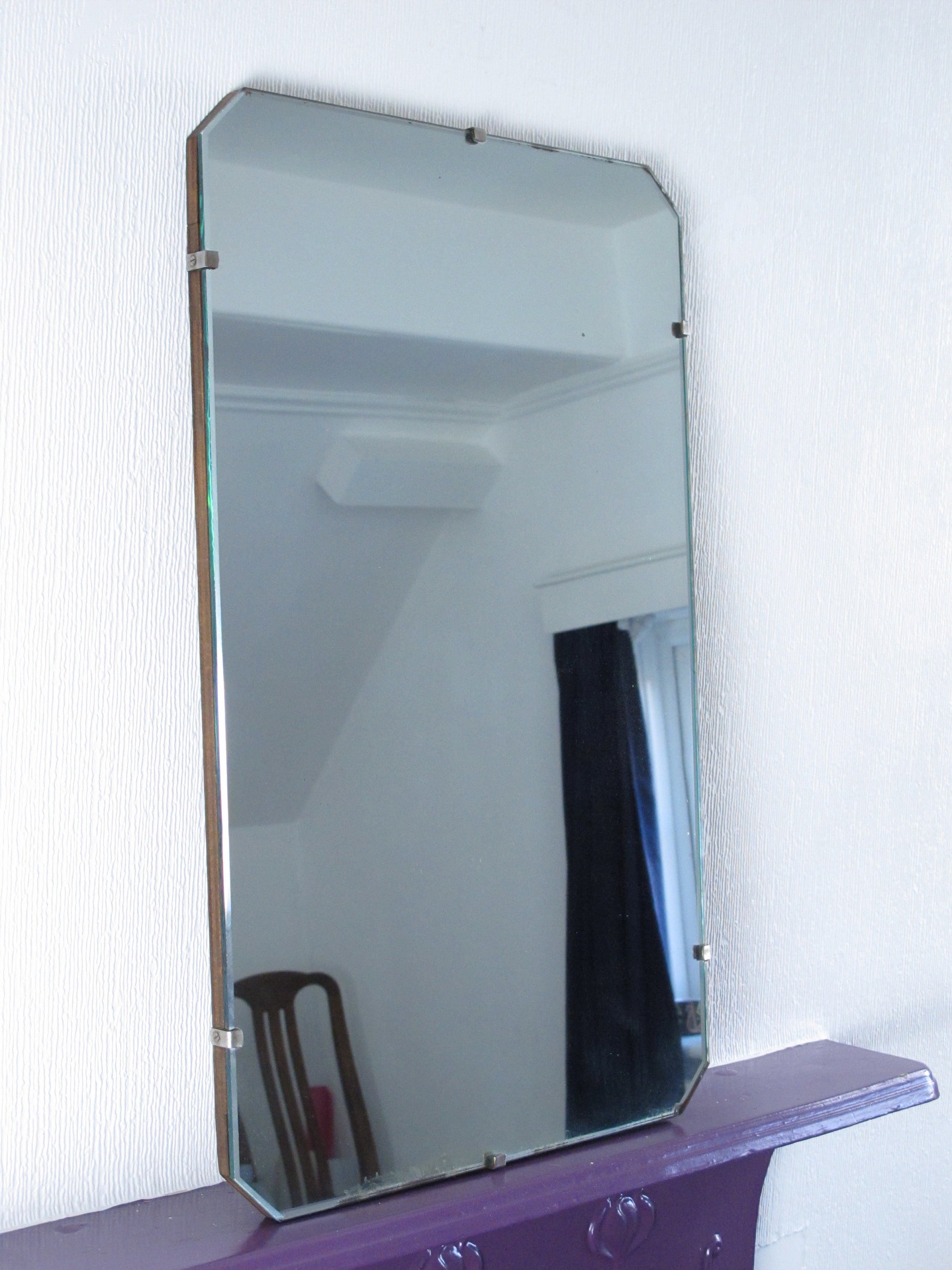 Vintage beveled edge frameless mirror. Art Deco eightsided Etsy