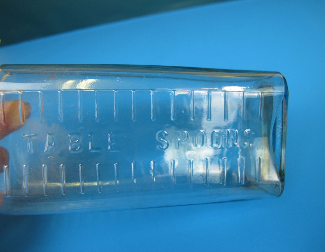 Antique Glass Measuring Bottle. Table Spoons Graded Etsy UK