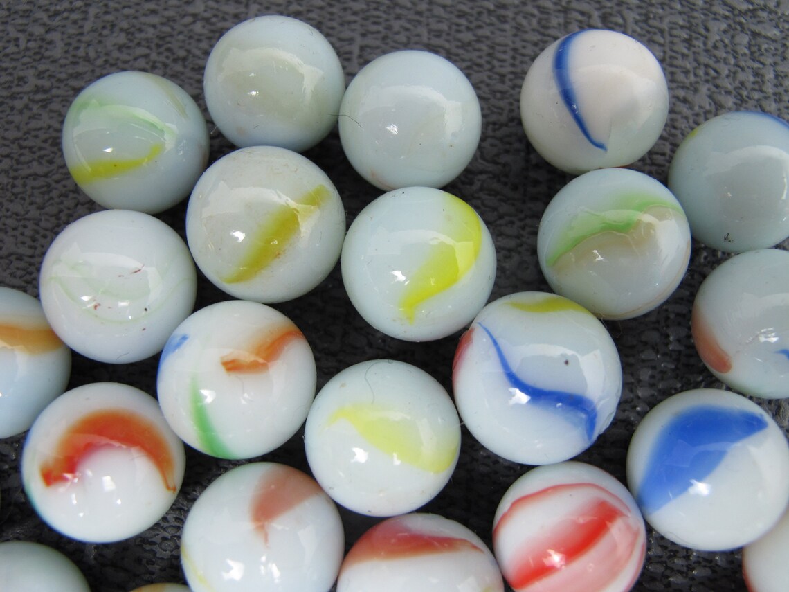 Vintage Collection of 30 Glass Marbles. Lovely Opaque White Etsy