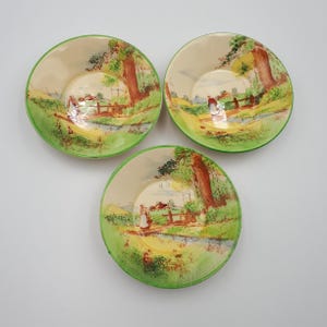 Royal Doulton three small saucers cottage and countryside scene - cottagecore essentials!