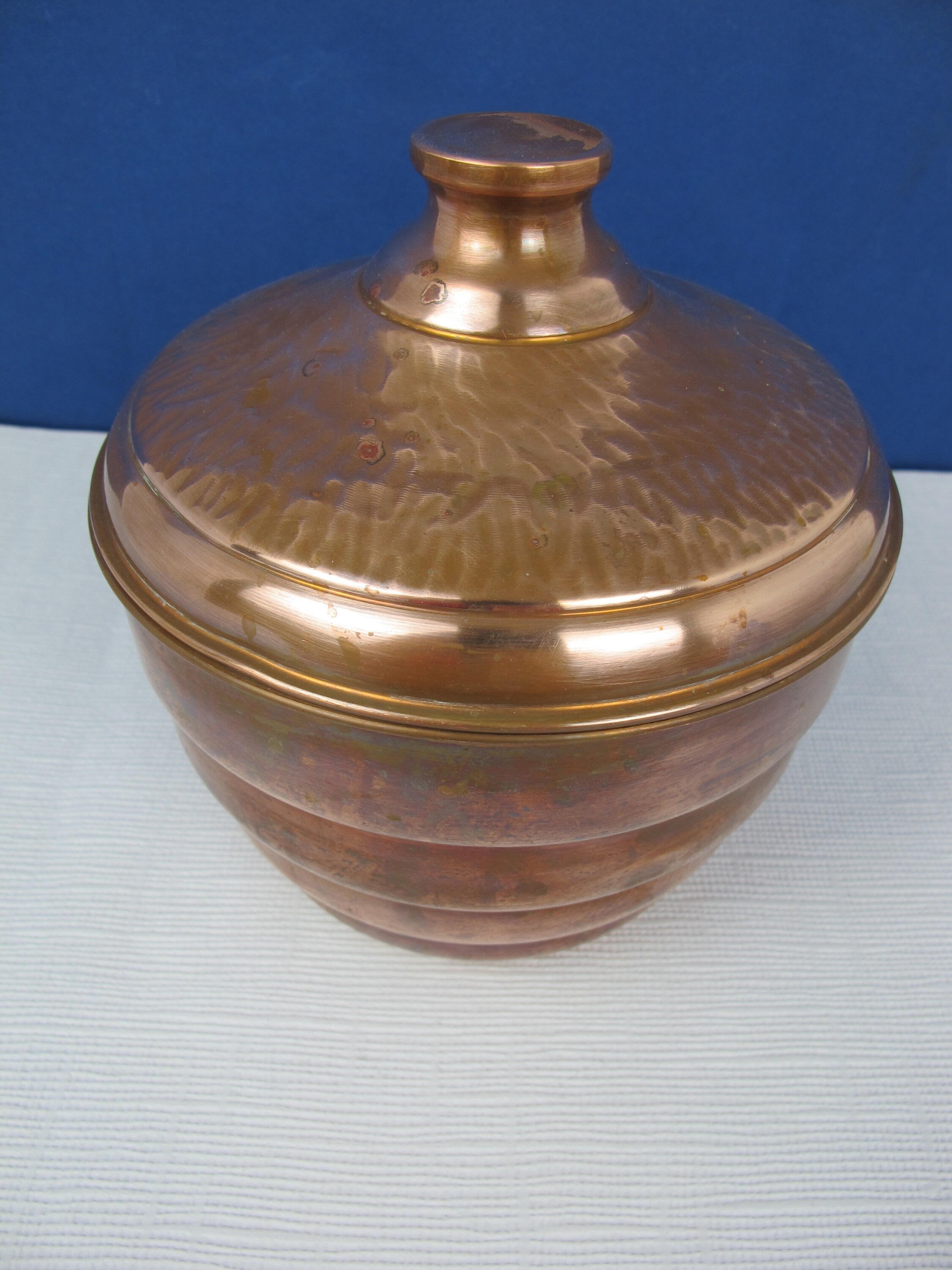 Vintage copper ice bucket. Lovely banded design with aluminium Etsy