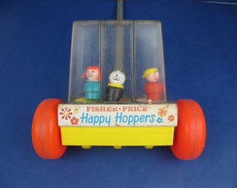 Vintage Fisher Price Happy Hoppers. Push along. Made in the USA. 1960s.