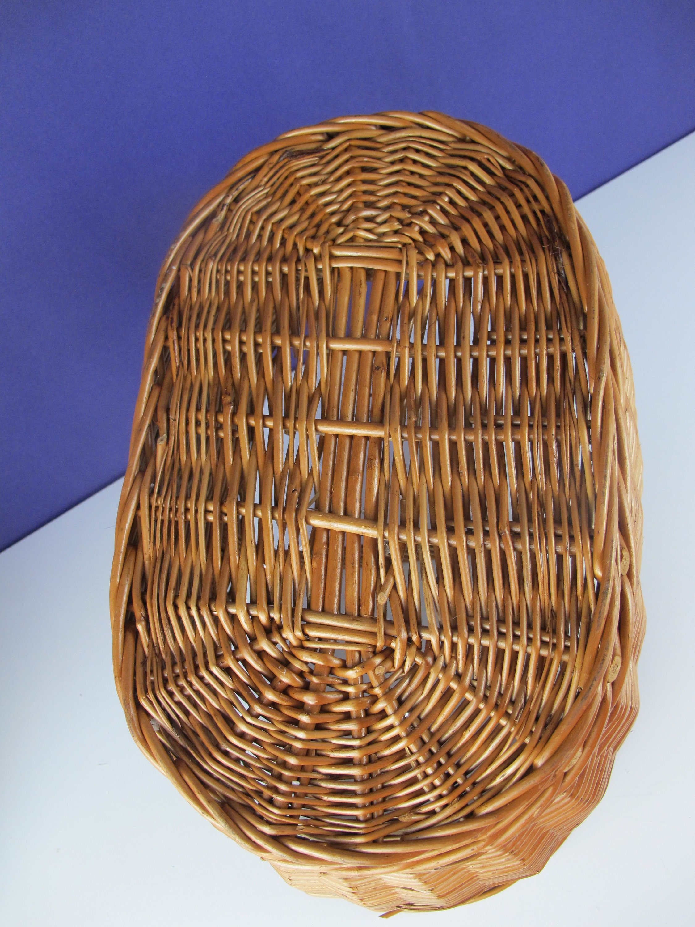 Vintage large wicker shopping basket. Traditional oval shaped Etsy