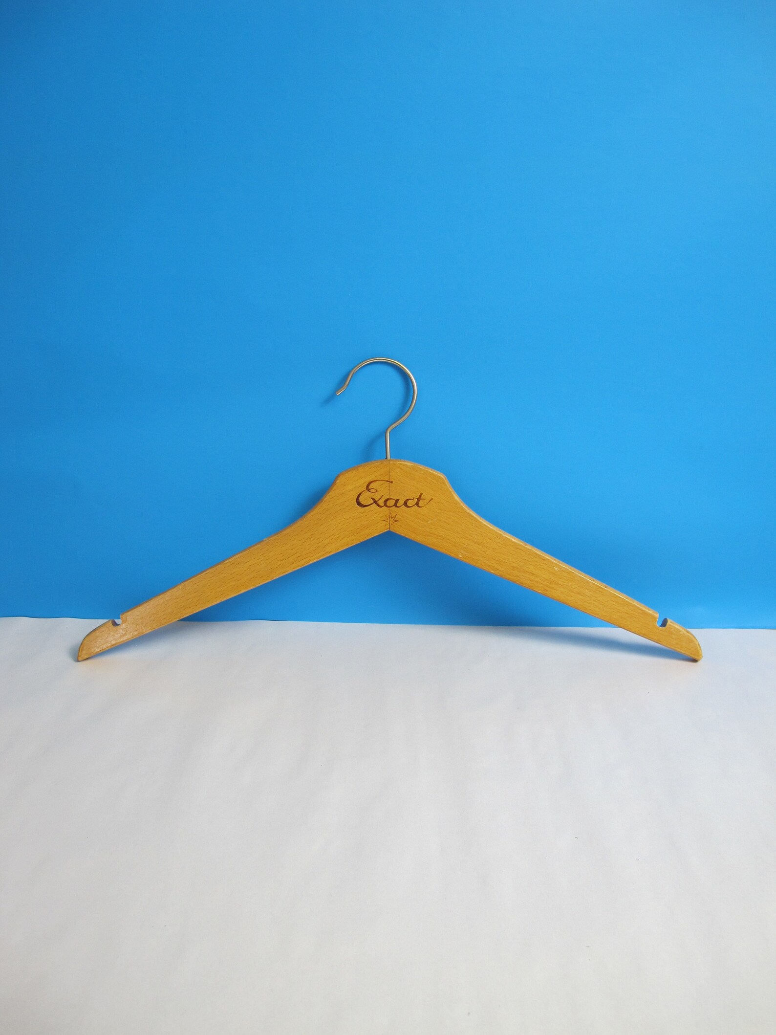Contoured Wooden Coat Hanger (Natural/Chrome) main image 0