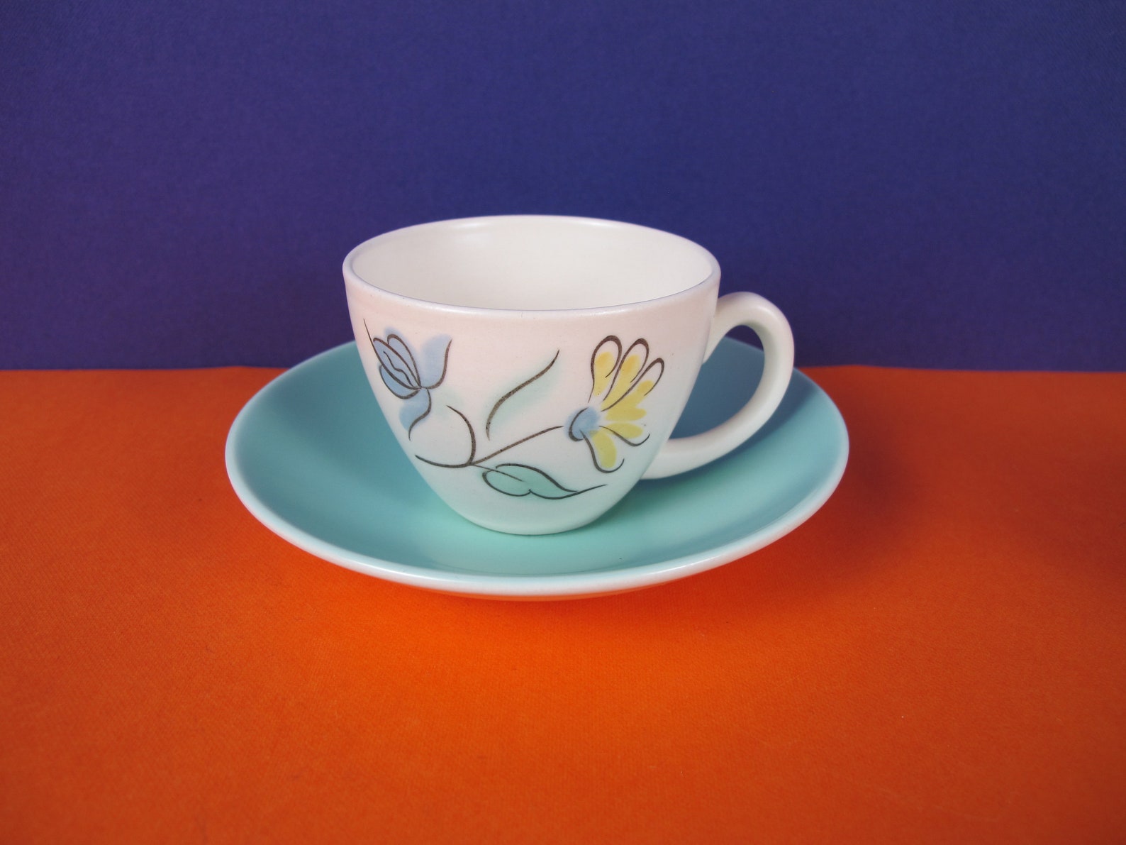 Poole Pottery set of two espresso cups and saucers. Trudiana Etsy