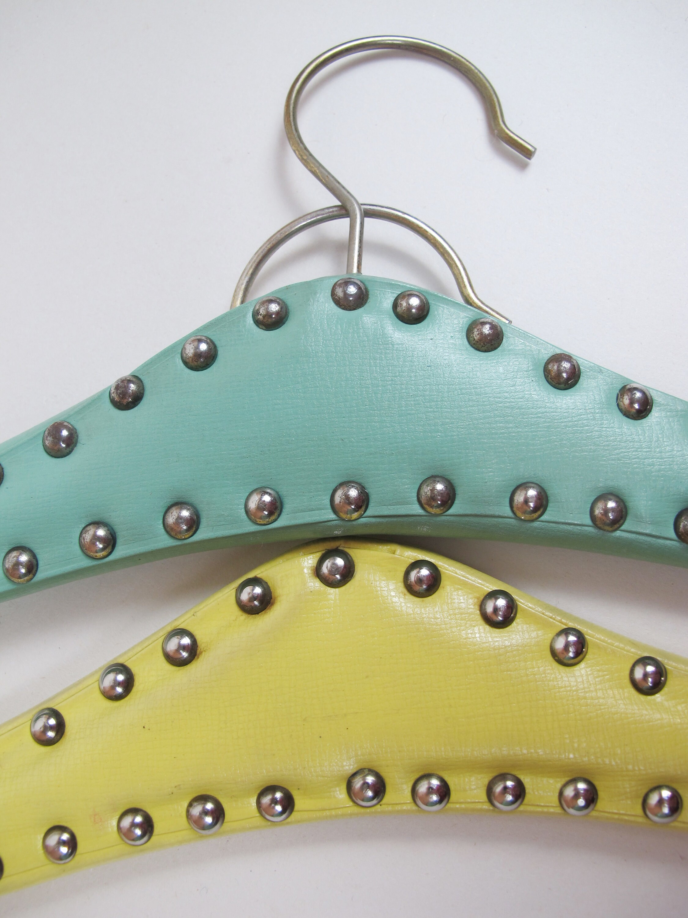 Vintage Coat Hangers. Pair of Vinyl Studded Coat Hangers Etsy