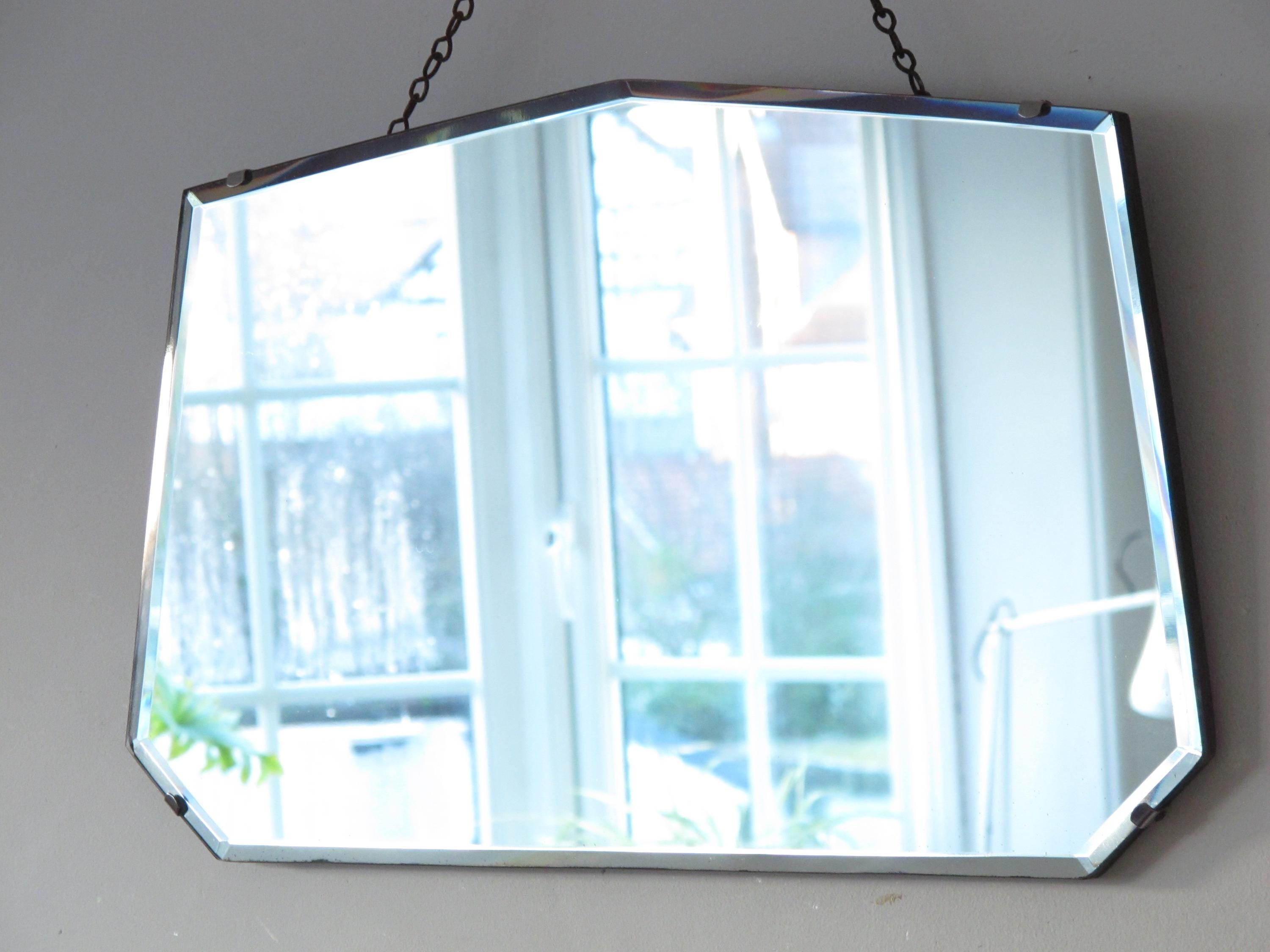 Art Deco Frameless Bevelled Mirror. Seven Sided. Ready to hang on