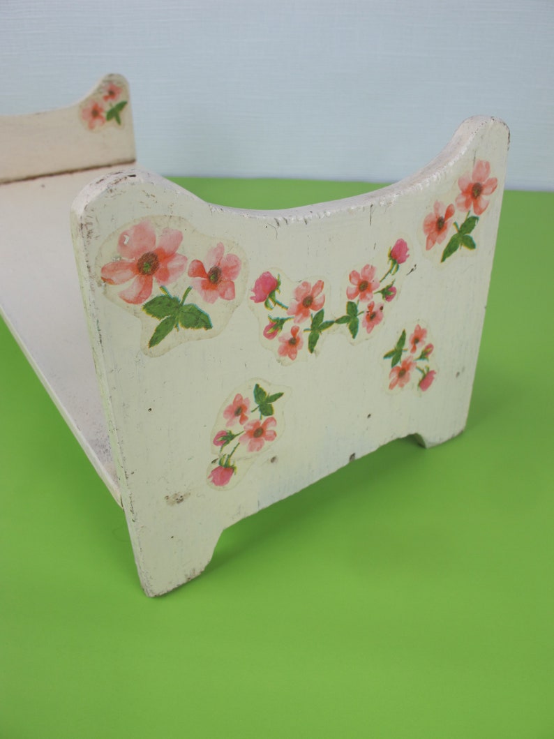 Vintage Dolls Bed Cute Chippy Paint White Wooden Dolls Bed Etsy UK