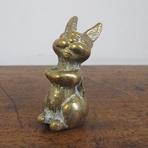 Vintage brass rabbit. Cute brass bunny figurine 2.5 inches tall (6.5cm)