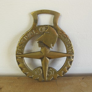 Vintage horse brass Festival of Britain 1951