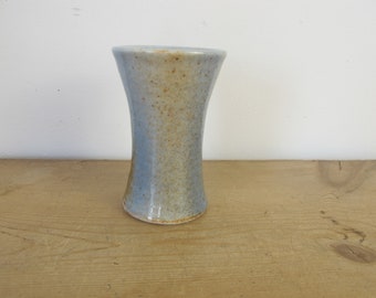 Vintage porcelain vase - small pale blue waisted single stem vase. 4 inches high (10cm)