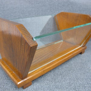 Vintage Art Deco oak and glass fruit bowl or fruit trough.  Great lines!