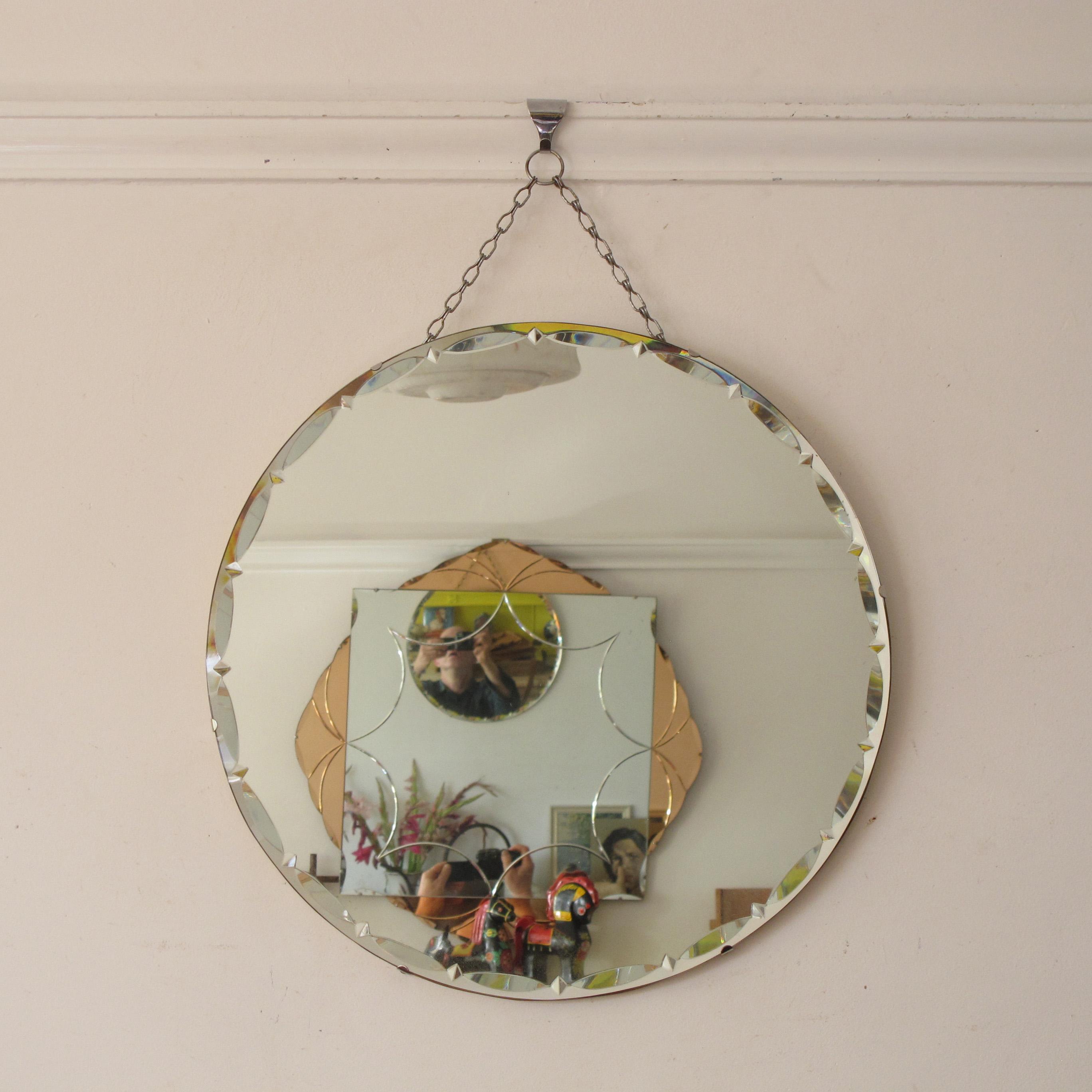 Antique Round Beveled Mirror - Etsy
