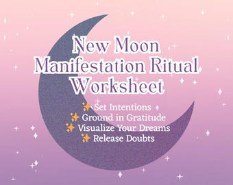 Foglio di lavoro per il rituale di manifestazione della luna nuova / Impostazione dell'intenzione lunare stampabile / Cura di sé del ciclo lunare / Oracolo di guarigione divina