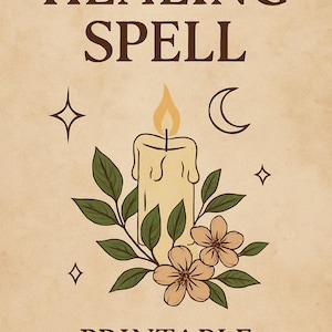Healing spell-ritueel pdf | Afdrukbare hekserijspreuk van 1 pagina voor hart, lichaam en geest | Heidense magie volle maan | Digitale download