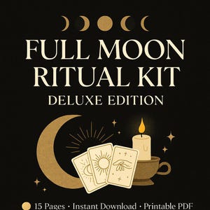 Full Moon Ritual Kit E‑Book | Deluxe Guide, Moon Phases & Zodiac, Journal Prompts, Crystal Magic | Instant PDF Download