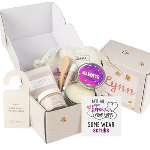 Natural Spa Gift Box for Medical Professionals Appreciation, Thank You Gift Set for Nurses, Personalized Nurse Practitioner Gift Basket