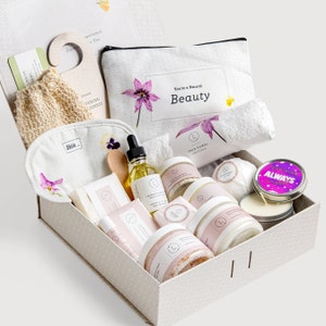 Natural Organic Spa Gift Box for Women, Citrus & Lavender Bath Set, Personalized Self Care Package, Home Relaxation Kit