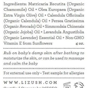 USDA Organic Calming Baby Oil with Lavender & Chamomile, For Sensitive Skin, Organic Massage Oil, All Natural Non-Greasy Oil, Newborn Gift