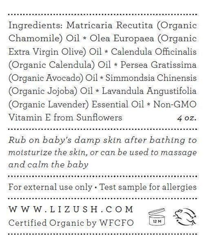 USDA Organic Calming Baby Oil with Lavender & Chamomile, For Sensitive Skin, Organic Massage Oil, All Natural Non-Greasy Oil, Newborn Gift