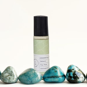 Crystal Infused Essential Oil Roll-On Gift Set for Emotional Balance, Stress Relief, and Relaxation, Calming Aromatherapy