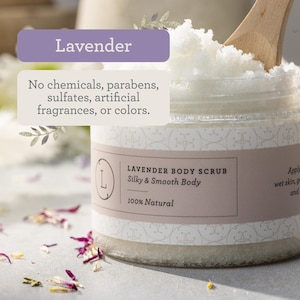 Body scrub - Natural & Vegan Sea Salt Body Scrub - Lavender or Grapefruit - 10 oz - Lizush