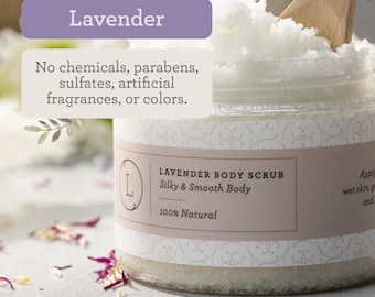 Natural Sea Salt Body Scrub – Vegan, Lavender or Grapefruit (10 oz)