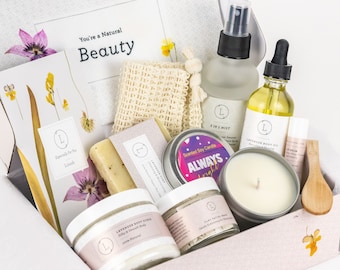 Natural Lavender Gift Set for Women, 60th Birthday Spa Care Package, Best Friend Gift