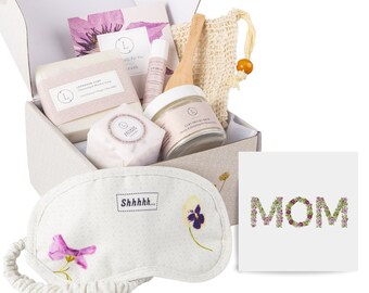 Mother's Day Gift Basket, Spa Gift Set, Mom Gift Set, Personalized Mother's Day Gift, Choose Your card, Lavender Mother's Day Gift