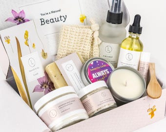 Home Spa Gift Set, Self Care Package For Her, Organic Skincare Gift, Natural Bath and Body Gift Set, Holiday Gift Basket, Mom Birthday Gift