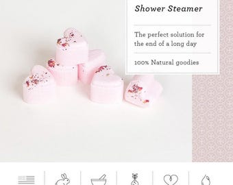 Hearts Shower Steamers Set, Gift Box of 5, Lavender Aromatherapy Bath Bombs, Self-Care Package, Valentine's Gift for Women