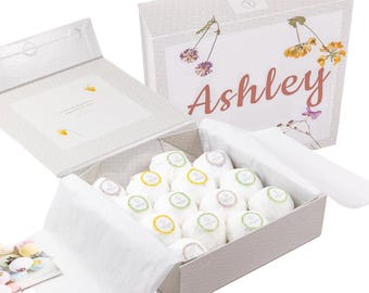 Natural Bath Bombs Gift Set with Essential Oils, Set of 14, Spa Gift Box by Lizush