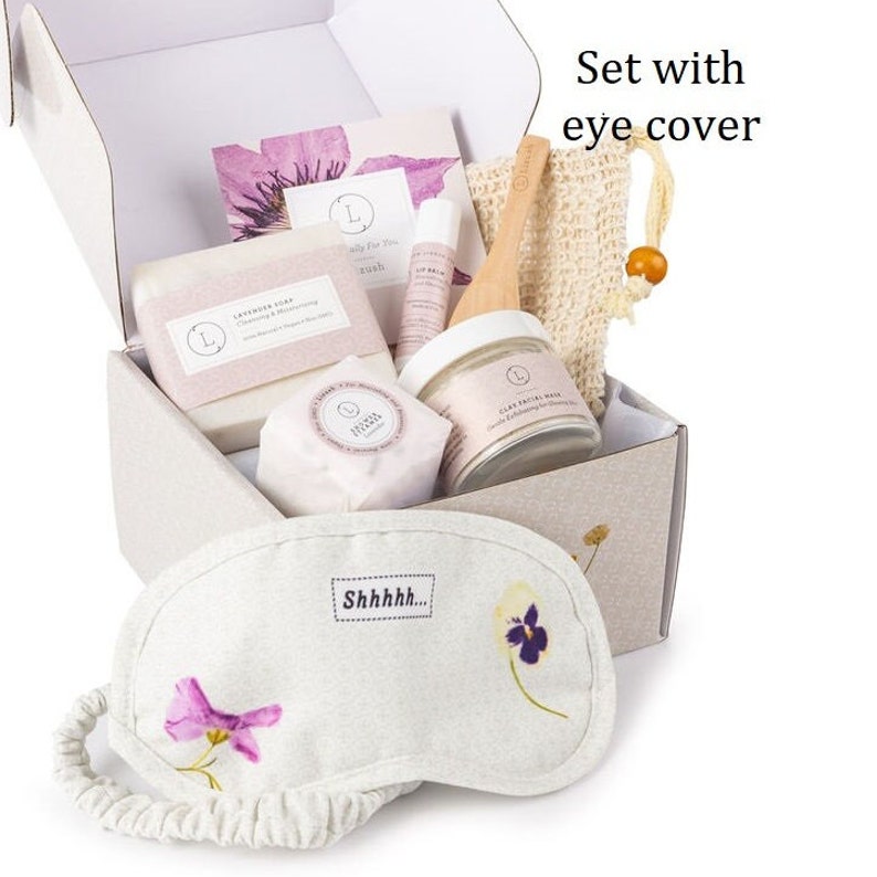 Time to Relax Gift Set, Lavender Spa Bath Gift Box, Gift for her, Birthday Gift set, Birthday Gift Box, Gift Basket for women Set with eye cover