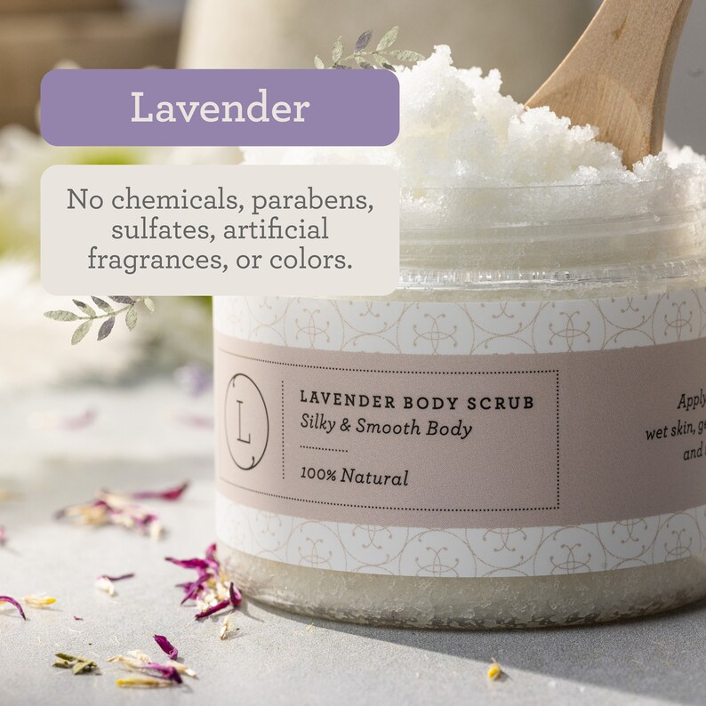 Lavender Body Scrub, Natural Body Scrub, Salt Scrubs, Body Salt Scrub, Natural Salt Scrubs, Exfoliator Sugar Scrub, Body Exfoliators image 1