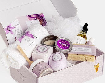 Time to relax gift set, lavender spa bath gift box, gift for her, birthday gift set, birthday gift box, gift basket for women