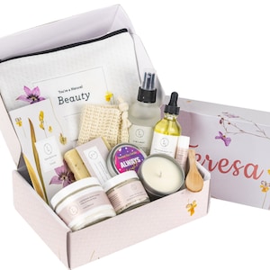 Natural Spa Gift Set for Women, Relaxation Care Package, Bath Kit, Lavender Bath Set, Handcrafted Spa Gift Box, Stress Relief Gift For Her