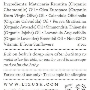 USDA Organic Calming Baby Oil- Nourishing, Soothing, Certified Organic Massage Oil for Babies