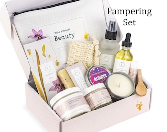 Spa gift set for women, Organic self care spa gift box, Natural bath set gift for her, Handmade relaxing basket, Beauty spa box kit gift