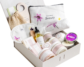 Natural Spa Gift Set for Mom, Personalized Mother's Day Box, Citrus & Lavender Bath Set, Relaxation Gift Basket, Mom Spa Pampering Gift Box