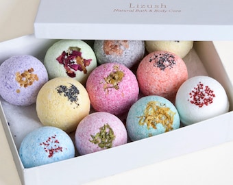 Bath bombs with gift box Lizush Handmade Fizzies bath bombs for moisturizing dry skin, bath bombs luxurious premium quality, bath bomb set