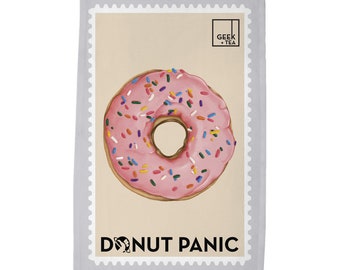 Donut Panic | Linocut Print Tea Towel | 100% Cotton Twill