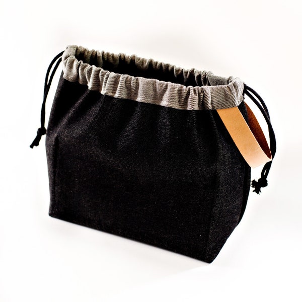 Black Raw Denim FIELD BAG craft project bag