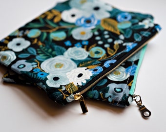 Rifle Paper Co. blue garden party floral carry-all pouch
