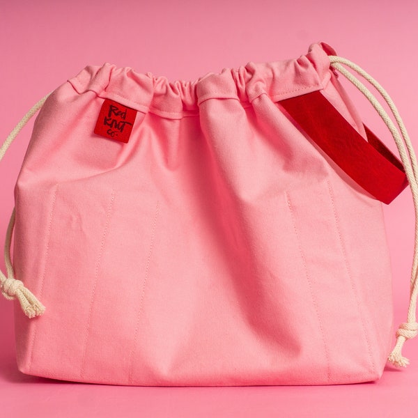 LOVE-themed baby pink and hearts canvas FIELD BAG craft project bag