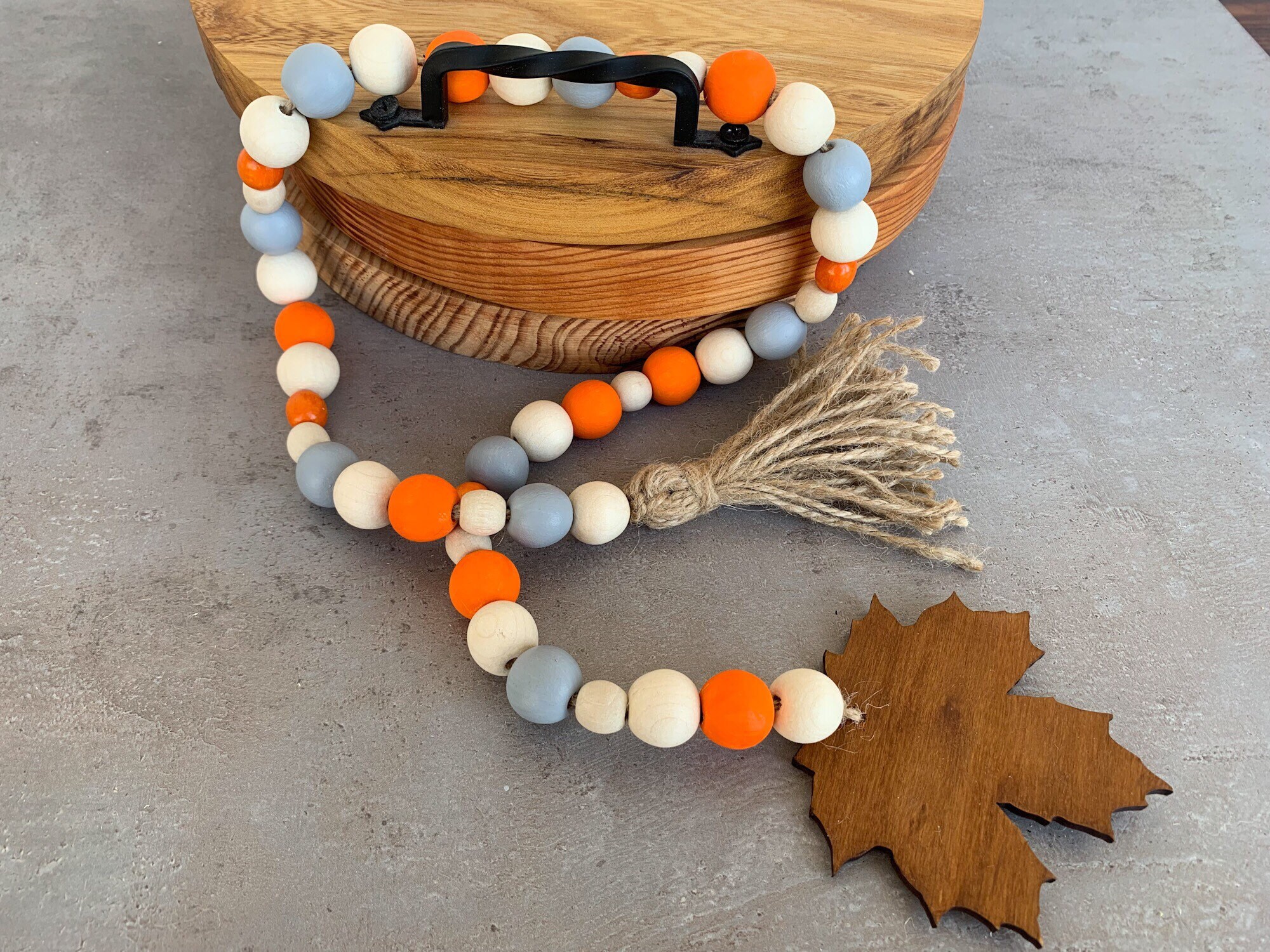 Fall garland. Wood bead garland. Bead garland. Fall decor. | Etsy